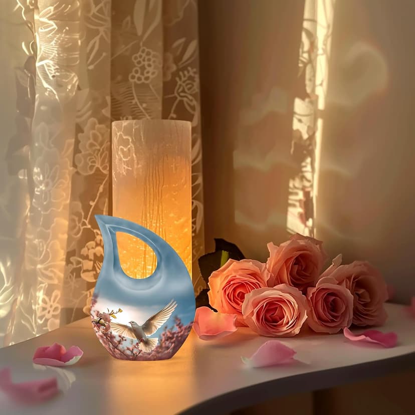 Dove Funeral Tiny Urn for Ashes, Memorial Gifts for Male & Female, Burial for Human Ashes, Tear Drop Cremation Urn for Brother & Sister, 3 Inch Keepsake B0FBWXDBQD