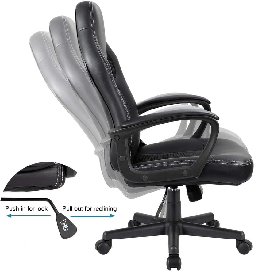 Furmax Gaming Chair Office Chair Leather Computer Desk Chair Racing Style Ergonomic Adjustable Swivel Task Chair with Lumbar Support and Arms (Black)