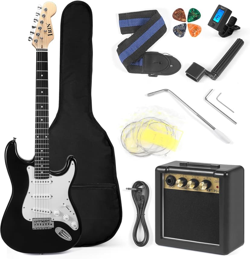 Jdfdexc Electric Guitar 39" inch Complete Beginner Starter kit Full Size with Amplifier,Complete Starter Set for Newcomers Electric Guitar Kit with Bag,Capo, Strap, String,Cable, Picks