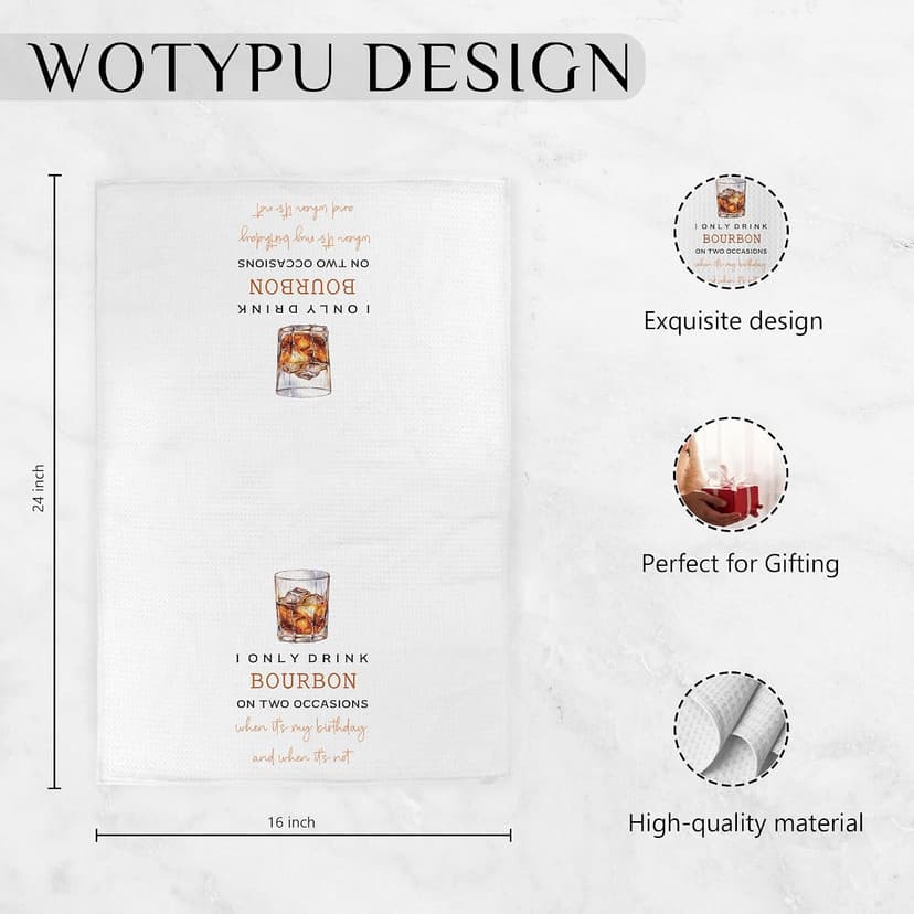 Bourbon Gifts Kitchen Bar Towels, Gifts for Whiskey Lovers Dish Tea Towel, Bourbon Lover Decorative Hand Towels for Kitchen Bar Cart Decor, 16x24 Inch B0FNDNMVDV