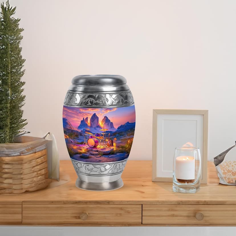 Drums Memorial Keepsake Cremation Urns for Human Ashes, Blue Burial Small Urn for Adult Male & Female Ashes, Burial Ash Holder for Mom, Remembrance Gift for Loss of Mom & Dad (3 Inch) B0FJYF53PZ