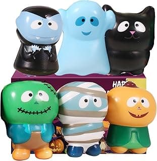 New 6 Packs-Halloween Squishies Toys Slow Rising Party Favors:Pumpkin,Zombie,Black Cat,Mummy,Vampire,Ghost Halloween Treat Bag Classroom Prizes,Stress Relief Toys for Kids Toddlers Gift