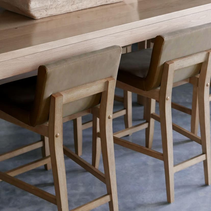 Nathan James Gracie Modern Counter Height Bar Stool with Back, Counter Stool Upholstered Chair with PU Leather and Brushed Wooden Legs, Light Brown, Set of 4