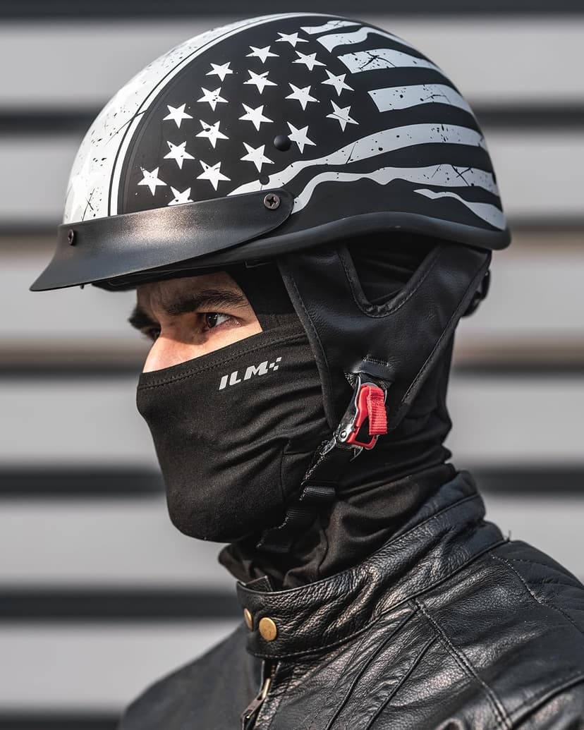 ILM Half Helmet Motorcycle Open Face Sun Visor Quick Release Buckle DOT Approved Cycling Motocross Suits Men Women 205V (M, Patriotic Flag)