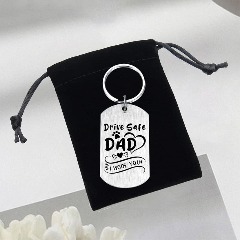Alotozo Dog Dad Gifts for Men - Christmas Gifts from Dogs to Daddy - Drive Safe Dad Keychain - From Puppy to Daddy Stocking Stuffer - Dog Lover Gift for Father