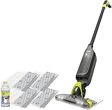 Shark VACMOP Cordless Hard Floor Cleaner, Vacuum and Spray Mop, Powerful Suction, Lightweight, LED Headlights, Includes 4 Disposable Pads, 12oz Multi-surface Cleaning Solution, Gray, VM252