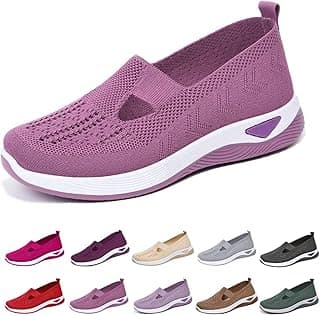 EURO JOY Orthopedic Walking Shoes for Women,2025 New Orthowalkway Womens Shoes,Woven Orthopedic Breathable Walking Sneaker Non-Slip Arch Support Slip on Shoes