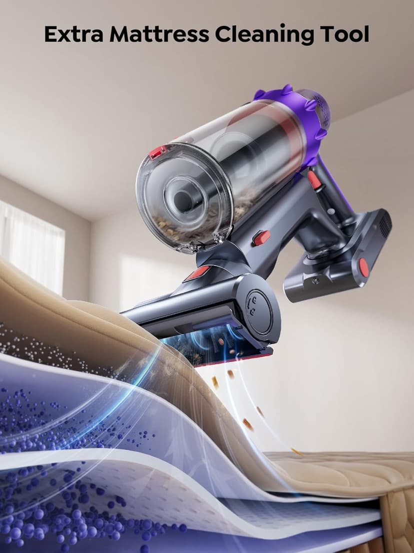 SMOTURE Cordless Vacuum Cleaner, 600W 50KPA 65Mins Vacuum Cleaners for Home, Cordless Stick Vacuum with LED Touch Screen, Anti-Tangle Wireless Vacuum, Handheld Vacuum for Pet Hair/Carpet/Floor