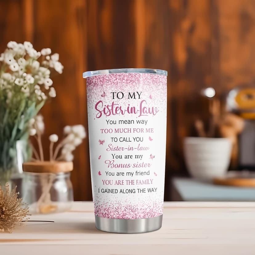 ZANIION Sister in Law Gifts Tumbler 1PC, Future Sister in Law Birthday Gifts Mug, Best Sis Gift Ideas for Christmas, Wedding, Mother's Day Persent Cup 20oz
