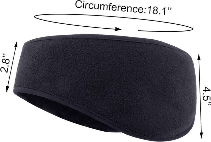 Medsuo 2 PCS Fleece Ear Warmers for Men Women, Soft Earmuffs Comfortable Winter Headband Ear Muffs Warm Ear Covers for Cold Weather Running Cycling Ski (Black)