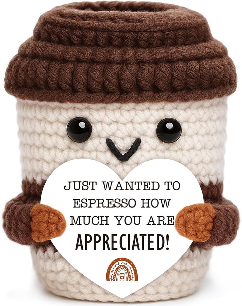 Thank You Gifts for Coworkers Teacher Nurse Employee Christmas Farewell Appreciation Office Desk Decor Mini Coffee Lover Gift Appreciation Gift for Women Men Coworkers Thank You Gift Crochet Coffee Cup B0FQTJYVLP