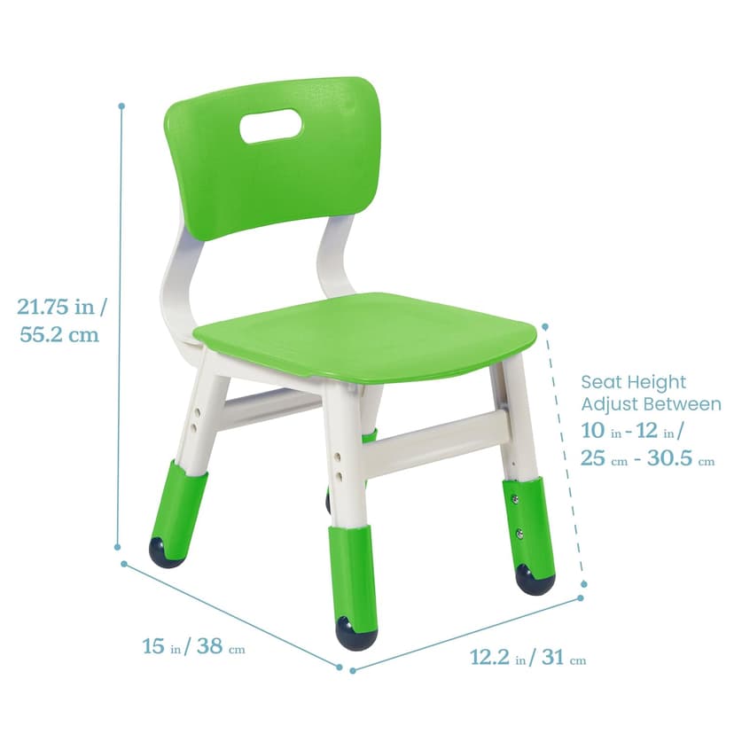 ECR4Kids Classroom Adjustable Chair, Flexible Seating, Grassy Green, 2-Pack