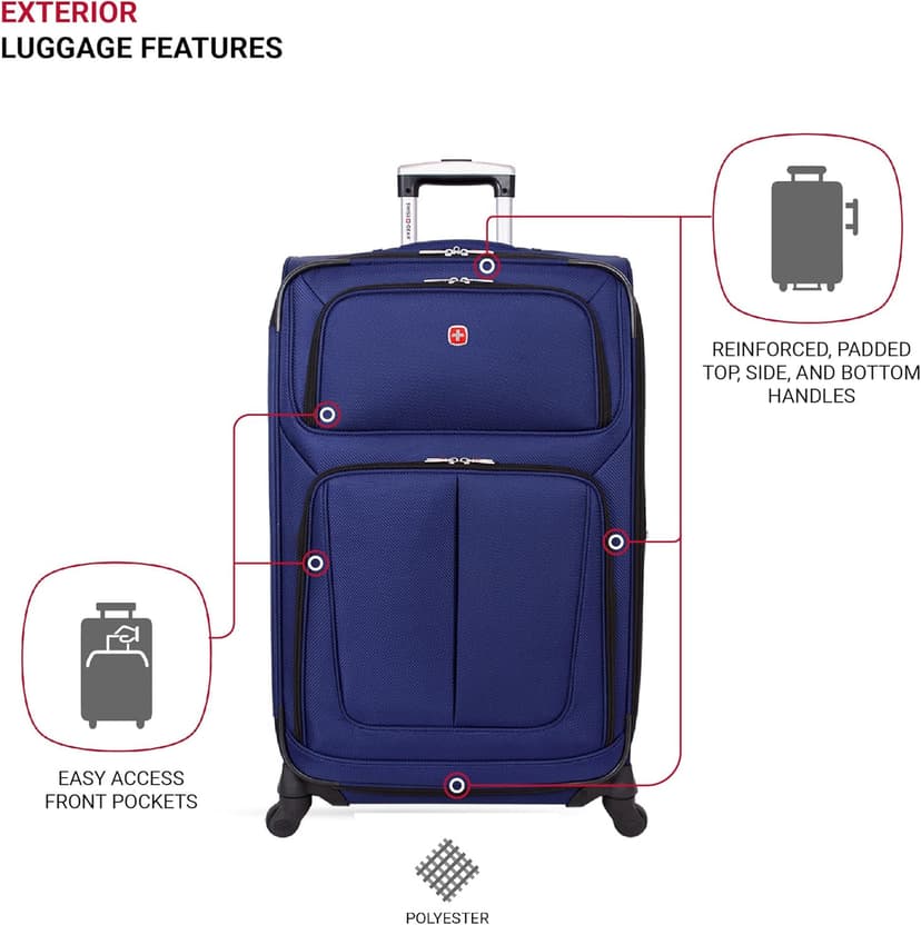 SwissGear Sion Softside Expandable Luggage, Blue, 2-Piece Set (21/29)