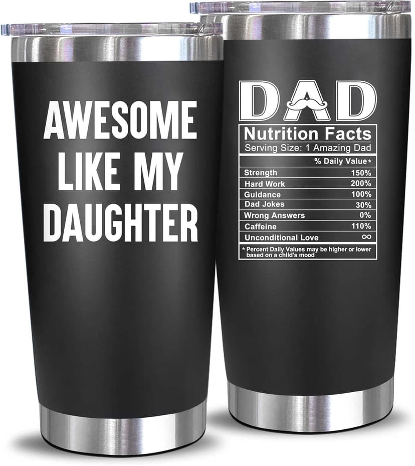 NewEleven Christmas Gift For Dad - Birthday Gifts For Dad From Daughter - Husband Gifts - Unique Birthday Present Ideas For Father's Day, Husband, New Papa, Bonus Father From Daughter - 20 Oz Tumbler