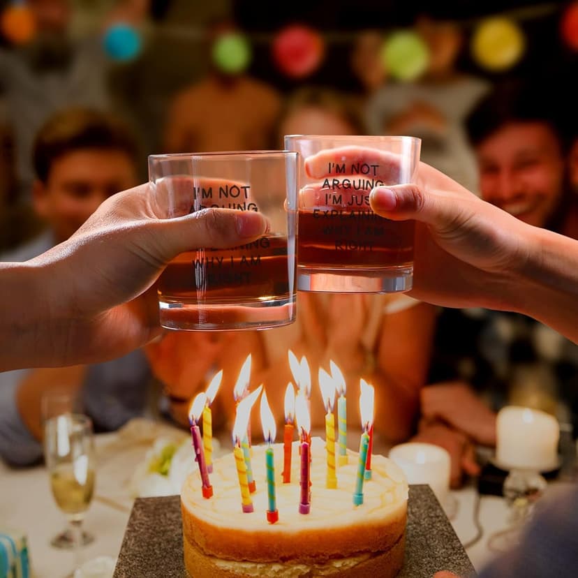 Ithmahco Funny Whiskey Glasses for Men, Bourbon Glasses Alcohol Gift for Man, Funny White Elephant Gifts Gifts for Men, Christmas Gag Gift Ideas for Him Husband Daddy Dad Coworker Boss