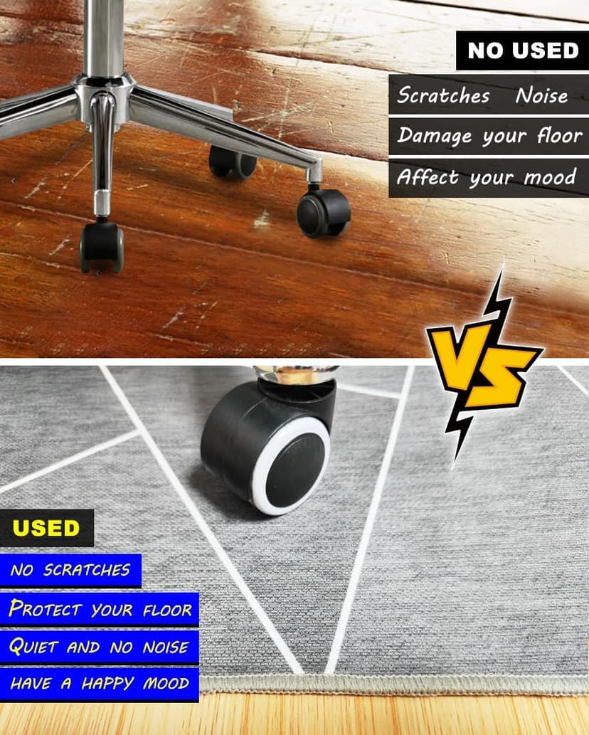 Office Chair Mat for Hardwood Floor & Low-Pile Carpet,36"*48" Highly Premium Quality Protector Floor Mat,Desk Chair Mat - Anti-Slip Carpet Chair Mats for Laminate/Tile Floor Black Grey