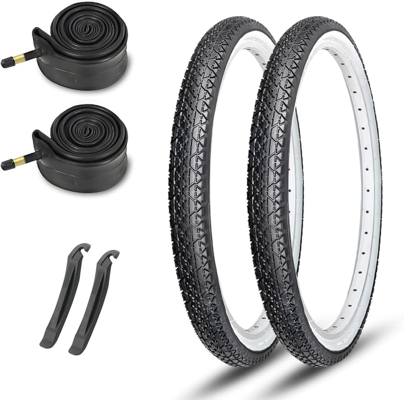 26x2.125 Cruiser Bike Tires: MOHEGIA 2-Pack 26 Inch Folding Tires with Pair Bike Tubes & Tire Levers Replacement Set for Beach Cruiser and Urban Commuting Bicycle