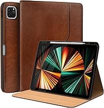 Leather Cases for IPad Pro 12.9 Case 6th/5th/4th/3rd Generation - Protective Multi-Angle Folio with Pencil Holder & Pocket - Auto Wake/Sleep, Premium PU Leather Cover - Brown