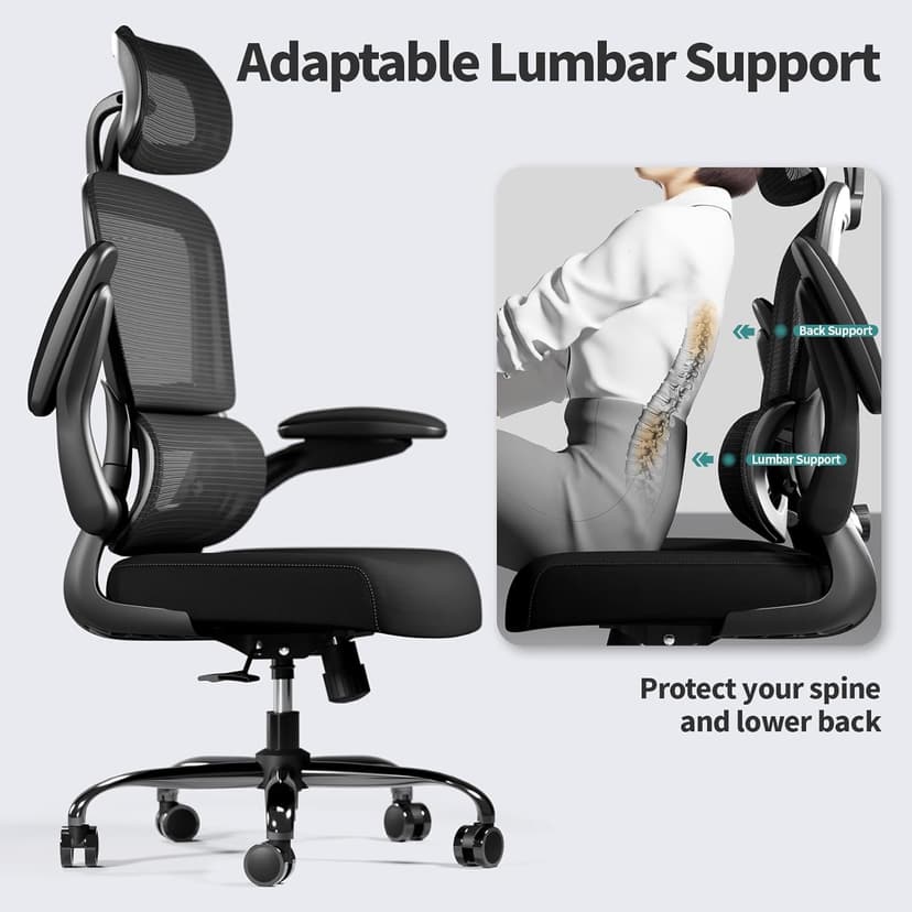 TRALT Office Chair Ergonomic Desk Chair, 330 LBS Home Mesh Office Desk Chairs with Wheels, Comfortable Gaming Chairs (Black)