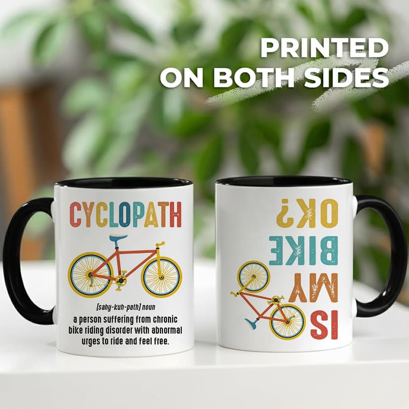 Gift for Cyclist, Cyclopath Definitions Funny Cycling Mug 11oz, Fathers Mothers Day Birthday Christmas Cool Gifts for Cyclists Biker Pedaller Bicycle Lover Triathlete, Bicycle Coffee Cup B0GSG7JZ78