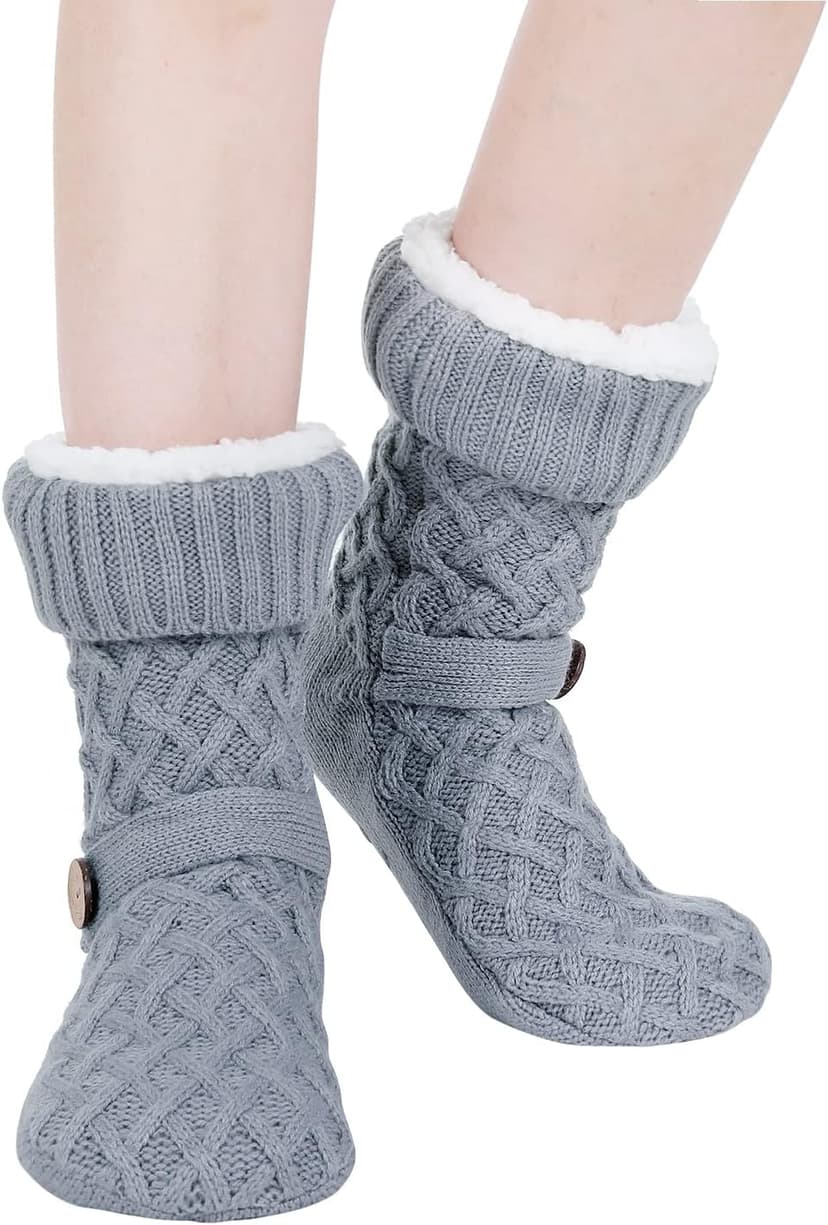 Chassic Warm Fuzzy Sherpa Lined Slipper Socks for Women with Non-Slip Grips B08HHR55W5