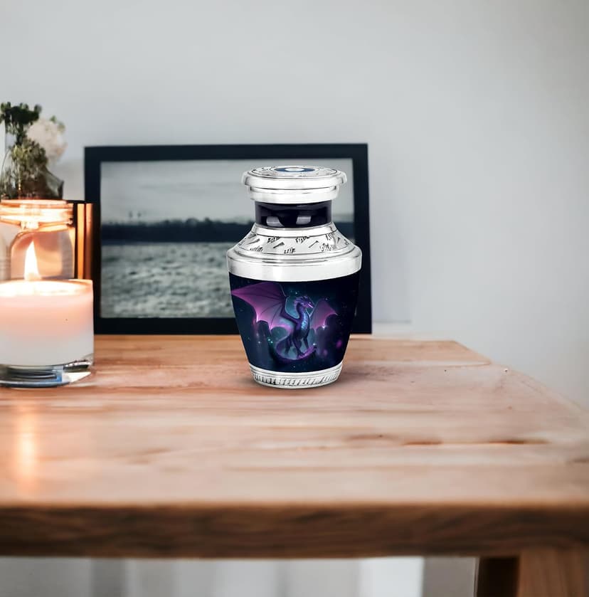Blue Cremation Urns, Mini Urn, Burial Urn for Men Ashes, Urn for Women Dragon Urn, 3 Inch Memorial Urn for MoM, Small Funeral Urns for Human Ashes B0FFZCN1G6