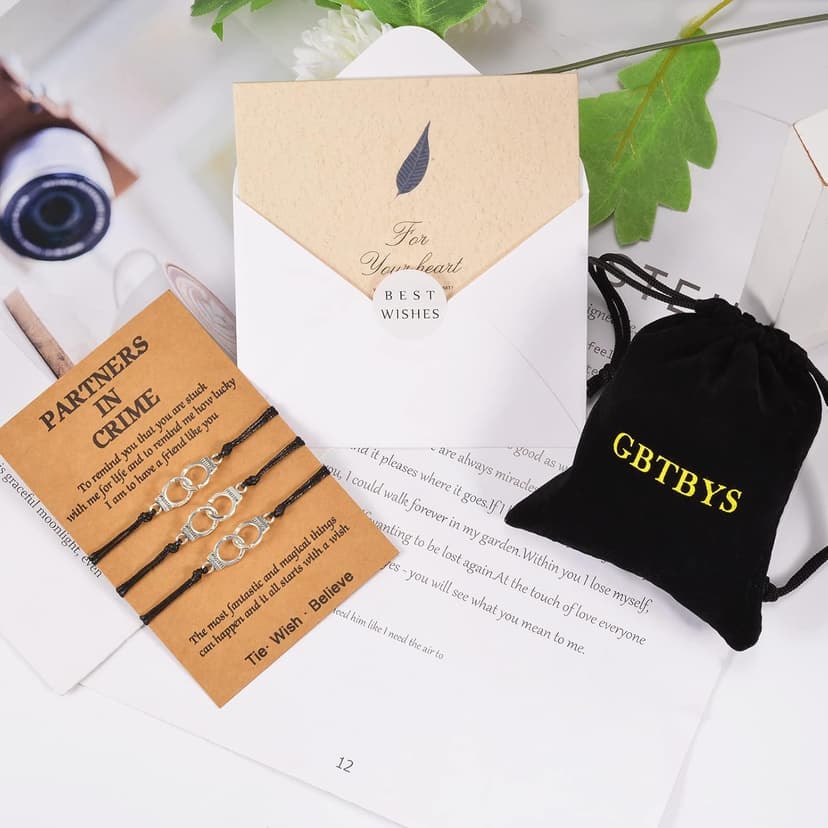 GBTBYS 2/3/4 PCS Best Friend Bracelet for Women Men, Matching Bracelets for Couples, Partners in Crime Bracelets, Handcuff BFF Friendship Bracelet Birthday Gifts for Her Him