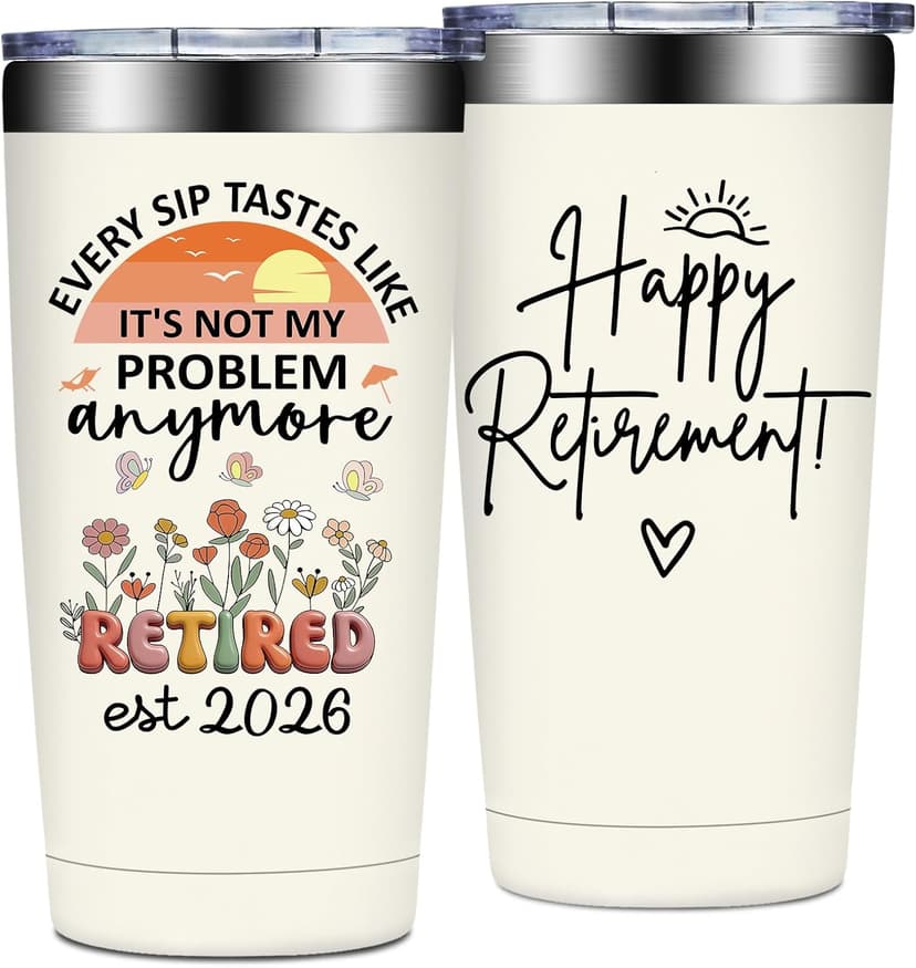 Happy Retirement Gifts for Coworker, Teachers, Nurse, Friends, Family - Every Sip Tastes Like It's Not My Problem Anymore Grifarny Retirement Gift for Woman 2026 - Retirement Tumbler Cup 20 oz B0GVDQD9N9