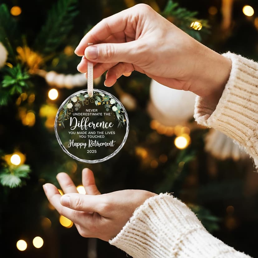HEXMOZ Retirement Gifts - Retirement Gifts for Women, Men 2025 - Retired Ornament 2025 - Retired Gift for Coworker, Boss, Employee, Teacher, Nurse, Woman, Man - Glass Christmas Ornament Keepsake