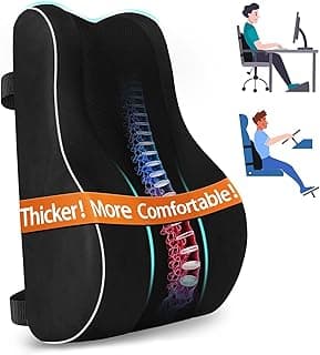 CloudBliss Ergonomic Lumbar Support Pillow – Memory Foam for Lower Back Pain Relief, Adjustable Straps & Mesh Cover for Office, Gaming, Car Seat & Home Essentials (Black)