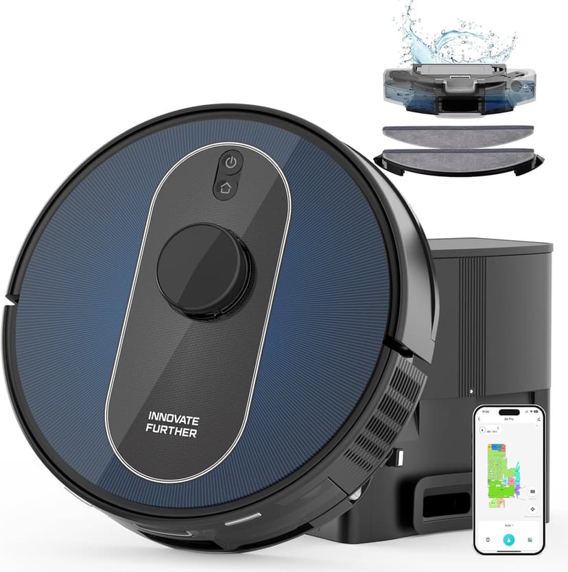 Robot Vacuum and Mop with Self-Empty Base: 5000Pa Suction, LiDAR Navigation, Smart Obstacle Avoidance, Home Mapping, No-Go Zone, 60-Day Hands-Free, Idear for Homes with Pets, Carpet & Hard Floors