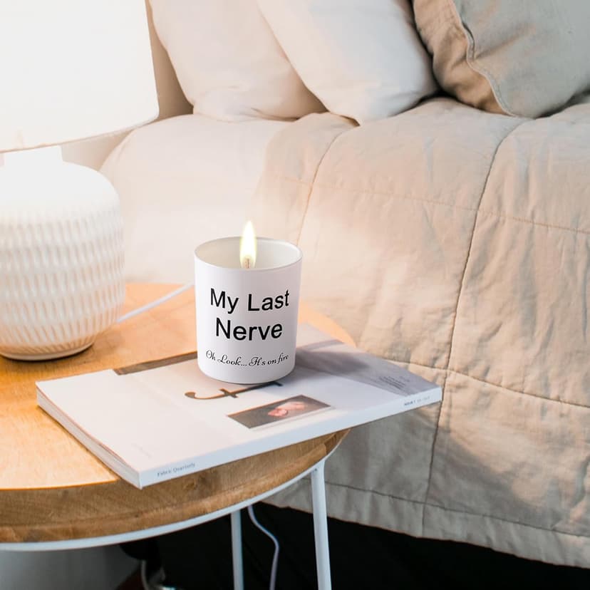 BFJLIFE Candles Gifts for Women Funny Unique Novelty My Last Nerve Candle Christmas Birthday Gift for Sister Best Friend Stocking Stuffers for Women Lavender Scented Soy Candle