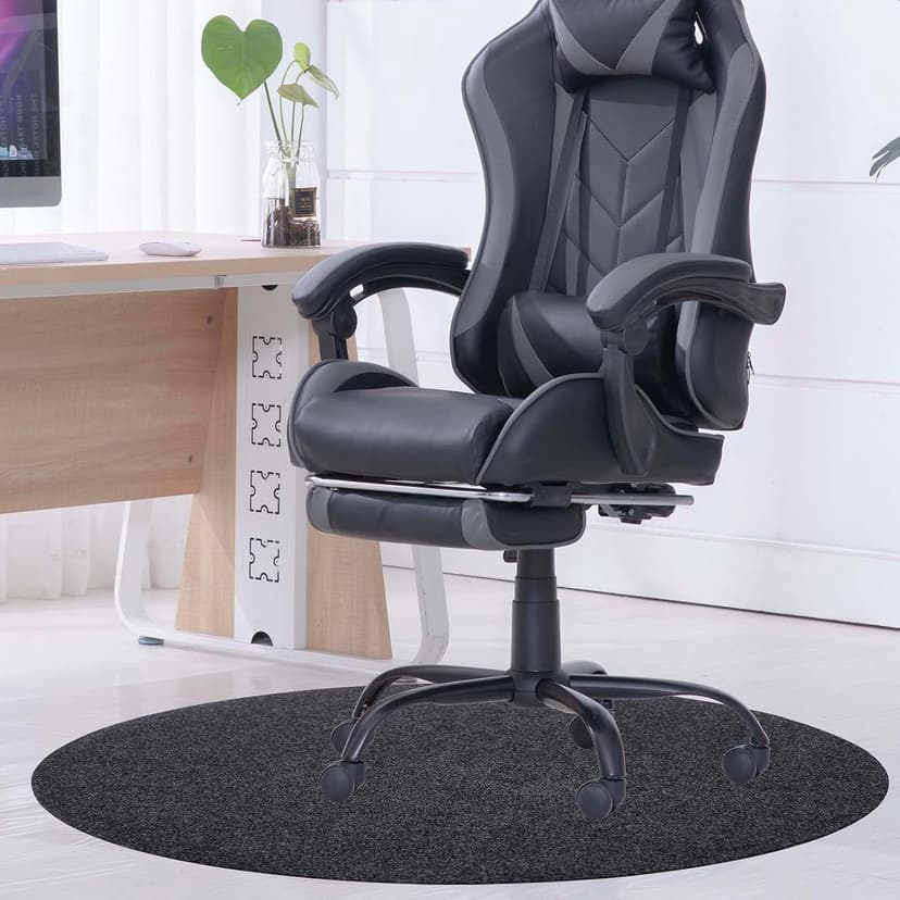 Office Chair Mat, Round Floor Mat for Home, 39inch Diameter Low Pile Heavy Duty Non Slip Multi-Purpose Desk Chair Mat Rug for Hardwood Tile Floor Carpets (Dark Grey)