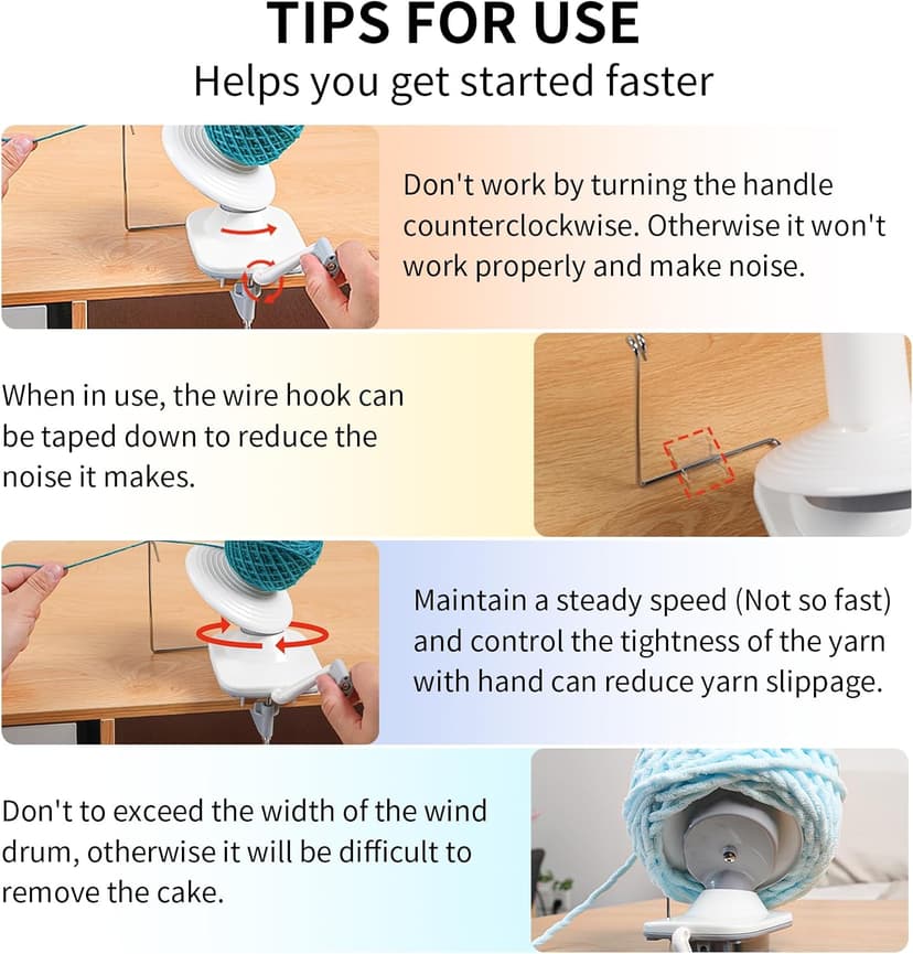 SPEENSUN Yarn Winder, Yarn Winder for Crocheting, 3.5 OZ Easy-to-Install and Efficiently Yarn Ball Winder with Lower Noise, Yarn Spinner for Crochet and Knitting Lover for Yarns Below Size 5