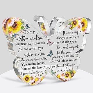 Barydat Sister-in-Law Gifts from Sister for Sister-in-Law Butterfly Friendship Birthday Gift Thank You Gifts for Sister Acrylic Decorative Signs Plaques (to My Sister)
