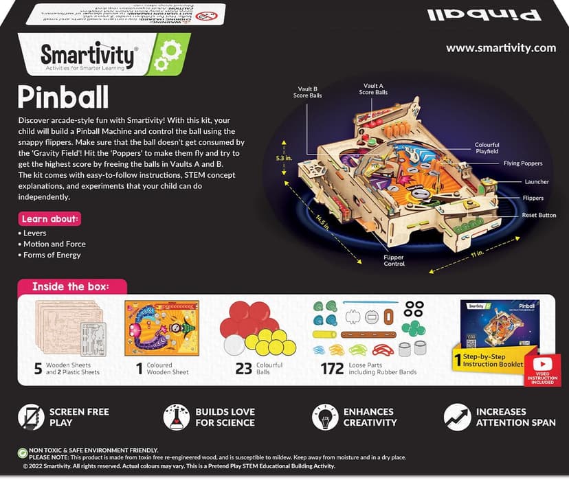 Smartivity DIY Pinball Machine Toy for Ages 8-99 Year Old | Award Winning Arcade Game for Boys & Girls | Birthday Gift Ideas for Kids & Adults | STEM Toys I Fun Family & Party Game