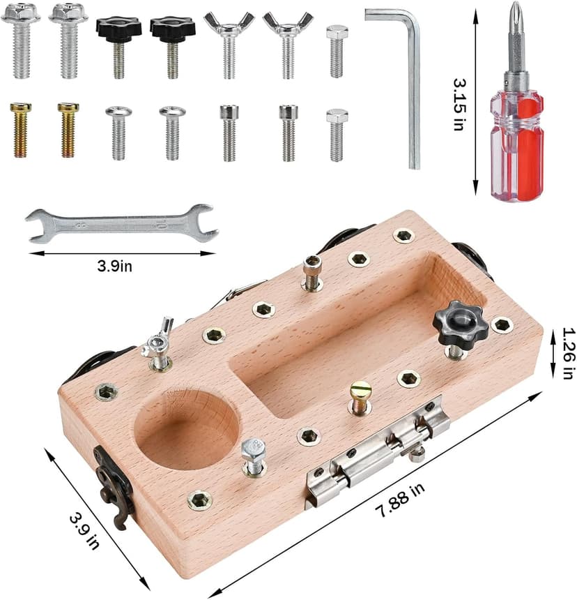Montessori Screwdriver Board Set with Lock and Key, Montessori Toys for 3 4 5 Year Old, Wooden Screw Driver Activities Tools, Fine Motor Skills Preschool Learning Sensory Toy B0G4VS2511