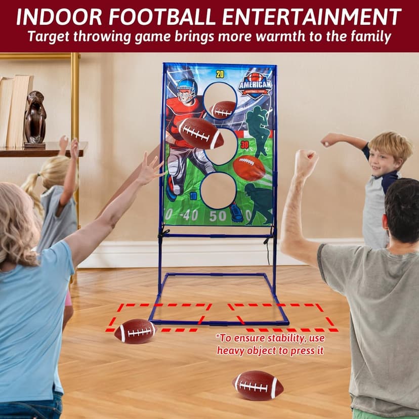 Football Toss Game with 4 Inflatable Balls, Football Throwing Target Games for Boys 8-12, Sports and Outdoors Toys for Kids Ages 3+