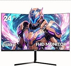 ZZA 24 Inch Curved Gaming Monitor, FHD 1080P 100Hz, 120% sRGB Color Gamut, Ultra-Thin Bezels, Eye Care Blue Light Filter for Home Office