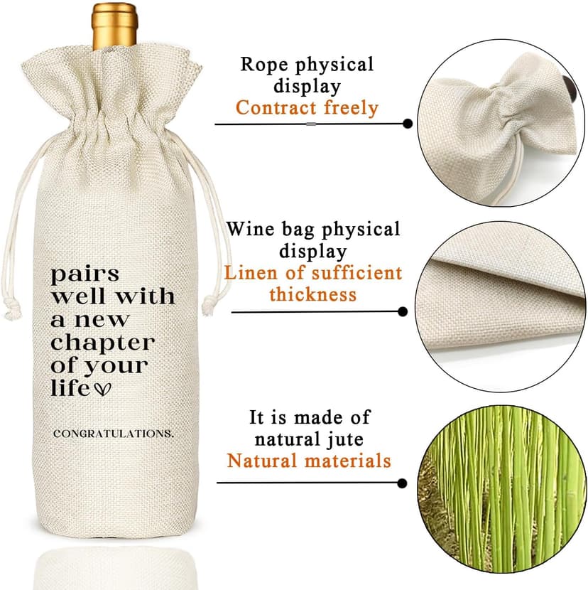 TBITON New Job Gifts, Farewell Gifts for Coworkers,New Beginning Gifts, Wine Gift Bags Going Away Gift for Friends Coworker Boss, Pairs Well With A New Chapter of Your Life (Beige-NEW JOB02) B0DHHFYD2C