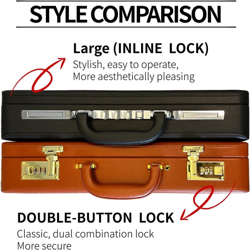 Briefcases for Men, Professional Leather Briefcase with Lock, Hard Shell Business Brief Case, Durable Executive Attache Case for Laptop Documents, Mens Hard Briefcase for Work Office Travel