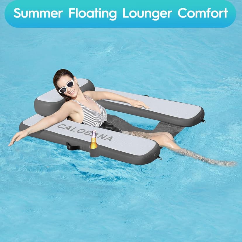 CALOBANA Inflatable Floating Chair, Heavy Duty Pool Floats Adult Lounger, Portable Water Float Chair for Swimming Pool, Lake and Beach