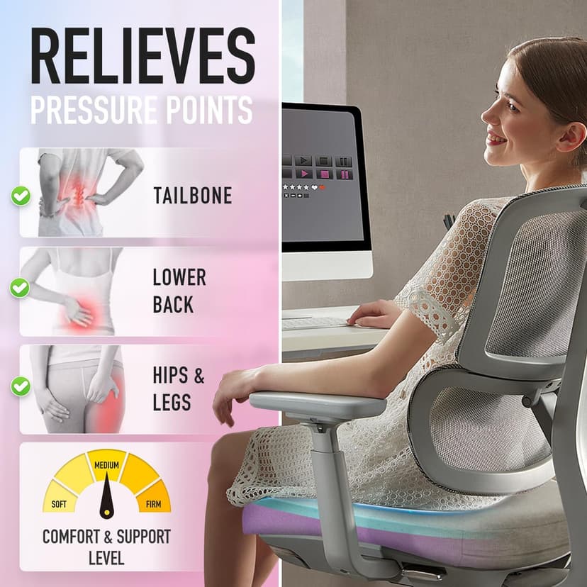 SUNROX Cooling Gel Memory Foam Chair Cushions, 2.6" Thick U-Shaped Dual-Layer Comfort Dining Chair Pads, Non Slip Seat Cushion with Ties for Indoor Kitchen Office 17"x16" Set of 4, Cream