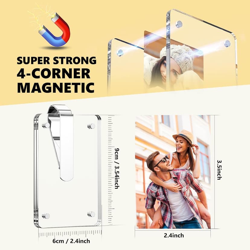 Magnetic Car Photo Holder, Car Accessories Birthday Gifts for Boyfriend, Personalized Car Picture Frame Magnetic Car Visor Picture Clip, Valentine's Day Gifts for Boyfriend, 2Pack B0F8JH118V