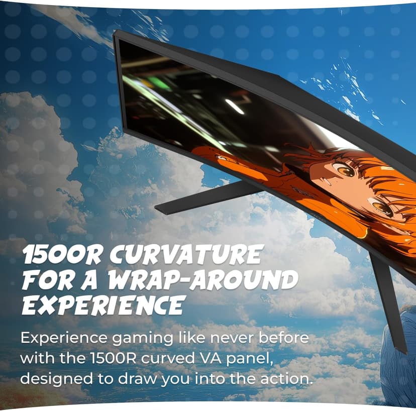 AOC CQ32G4VE 32" Curved Ultra-Wide Gaming Monitor QHD 2560x1440, 1500R, 180Hz, 0.5ms MPRT, 2X Display Port, HDMI, HDR, Gaming Console Compatible, 3-Year Zero Dead Pixel Guarantee