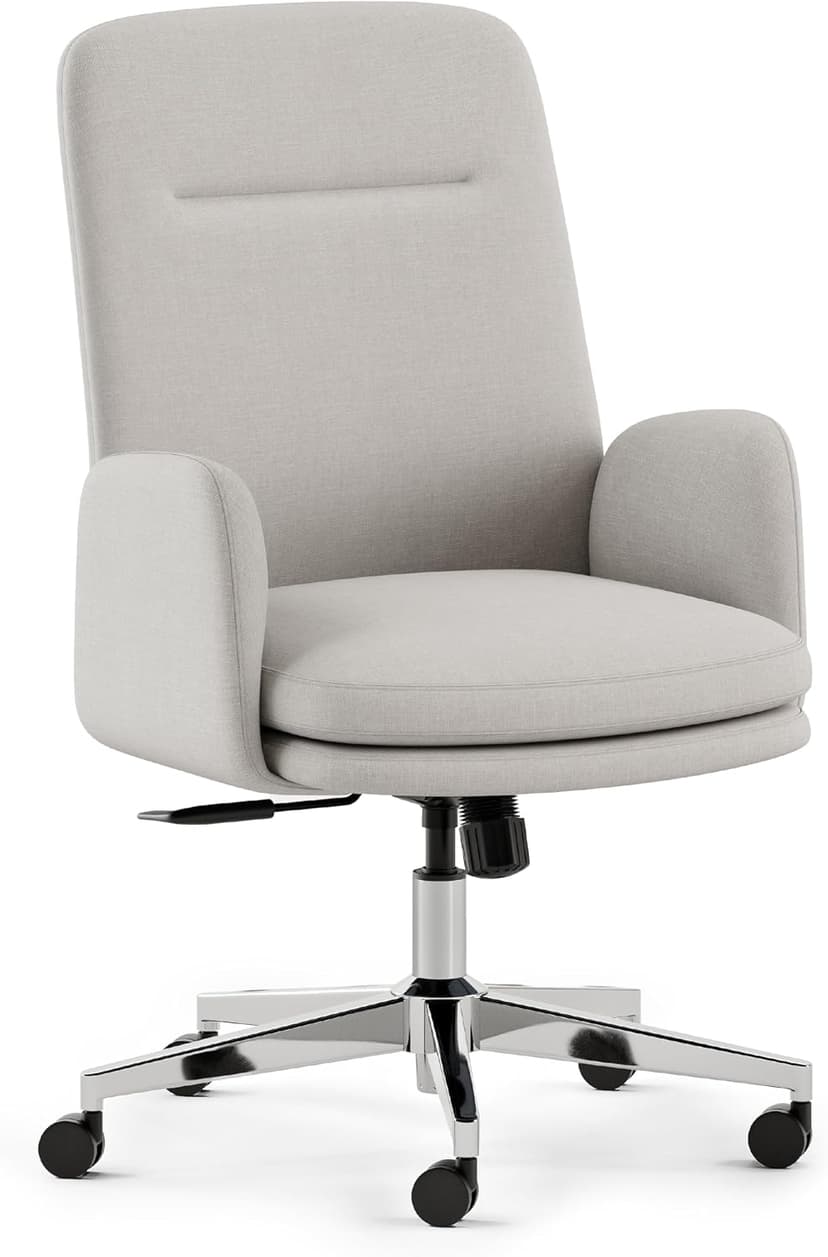 Branch Softside Mid Century Modern Office Chair, Fabric - Removable Arms & High Back Design with Luxury Cloud-Like Comfort - Adjustable Height - Integrated Lumbar Support - Bone