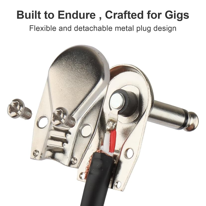 karmiero 3Pcs Guitar Patch Cables, 6'' Guitar Pedal Cables with Metal Right Angle Plug, Premium Pedals Board Patch Cable for Amp/Amplifier, Mixer, Electric Bass