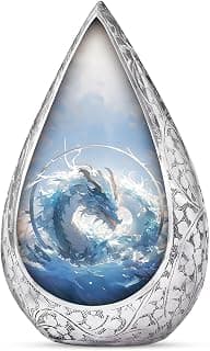 Blue Dragon Small Urn for Ashes Adult Male & Female - Straight Drop Burial Urns for Adult Human Ashes - Remembrance Gift for Loss of Husband - Decorative Cremains Holder for Dad (3 Inch) B0FBRS9T8T