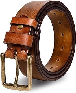 wolksprong Thicken Full Grain Leather Mens Belt Heavy Duty Mens Work Belt Mens Belt High Hardness Buckle Packed In Gift Box