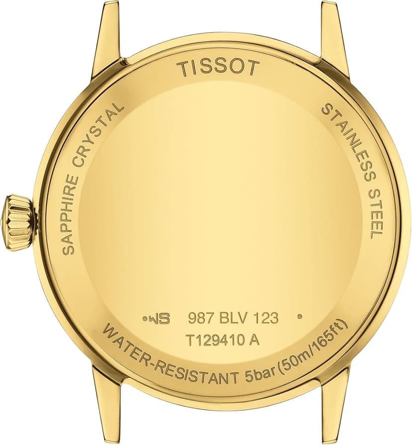 Tissot Mens Tissot Classic Dream 316L Stainless Steel case with Yellow Gold PVD Coating Quartz Watch, Brown, Leather, 22 (T1294103626100)